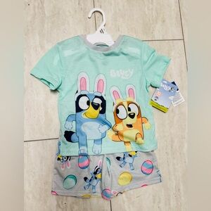 NWT Bluey and Bingo Short Pajamas Set Easter Size 4T